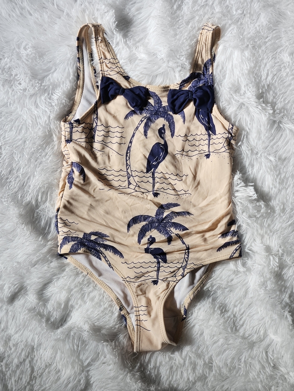 Mini Rodini Cream Palm & Flamingo One-Piece Swimsuit 3-5 Years